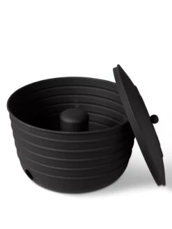 Matte Black Ribbed Hose Pot With Lid 7 Matte Black Ribbed Hose Pot With Lid -Garden Outfitters Store 8611991 5868 tif